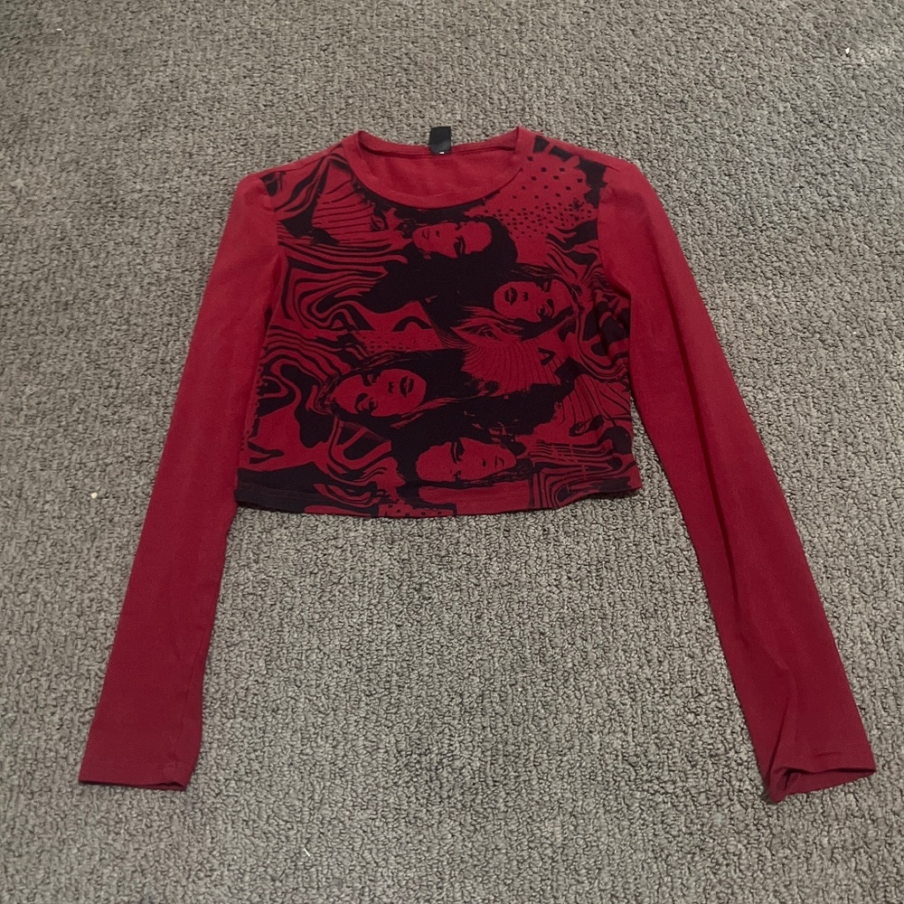 red graphic long sleeve